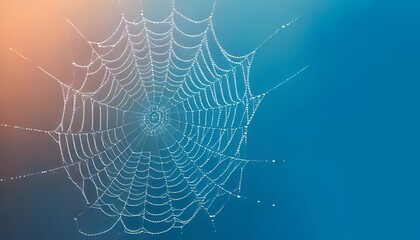 Natural macro shot. Macro of dew on spider web, glistening detail, natural light, 3D illustration.