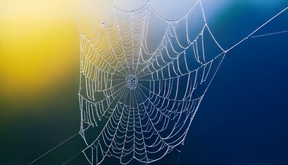 Natural macro shot. Macro of dew on spider web, glistening detail, natural light, 3D illustration.