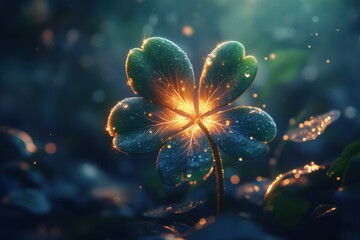 Wall Mural - a close up of a leafy green flower with a bright light shining on it