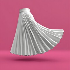 Wall Mural - A floating white pleated skirt against a pink background, showcasing fashion design.