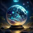 © Owais - Moon in space, Magic ball and moon ,magic crystal ball on a dark background, planet in space