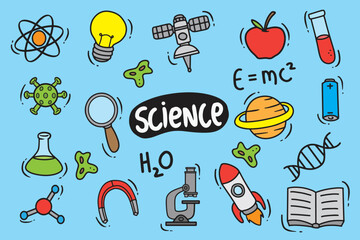 set o f science doodle color good for background, wallpaper, icons, element design, etc