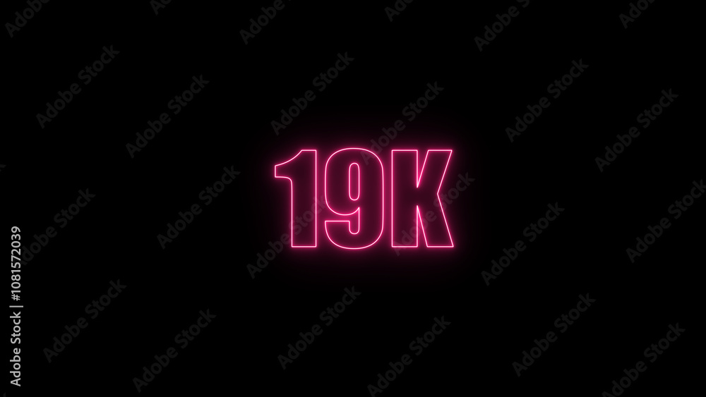 Glowing neon number 19 k red color with black background. neon style ...