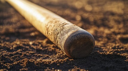 Aufkleber - A baseball bat grip with textured handle, outdoor setting with early morning light, Dynamic style
