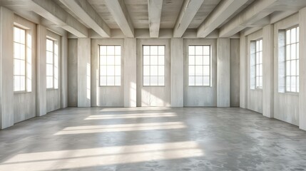 Wall Mural - a bright, empty concrete space flooded with sunlight, offering a minimalist backdrop for creativity 