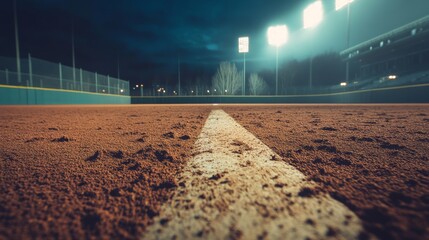 Aufkleber - A baseball diamond with infield dirt, outdoor setting under stadium lights, Dramatic style