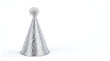 © Sanku - New Year’s party hat with glitter and pom-pom, isolated white background, simple design, stock photo