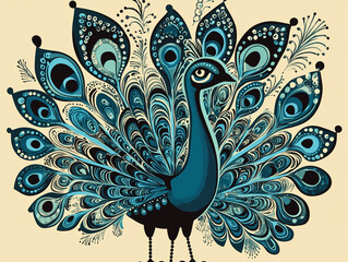 Wall Mural - peacock with feathers