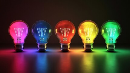 colorful glowing light bulb banner symbolizing bright ideas, creativity, and brainstorming