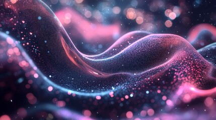 Wall Mural - Abstract new year background featuring glowing pink particles with soft bokeh light effects, creating a magical and festive atmosphere for holiday-themed designs, celebrations, and digital art project