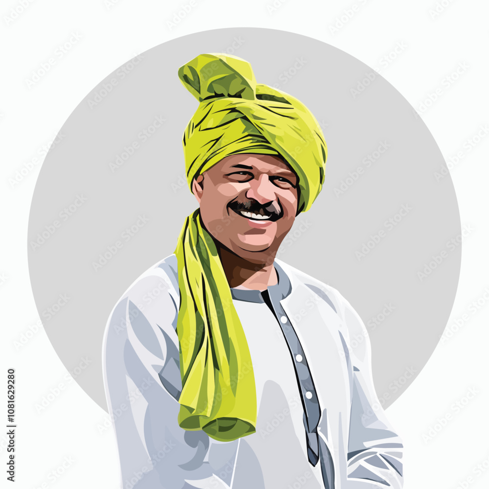 Indian farmer posing vector cartoon illustration Stock Vector | Adobe Stock