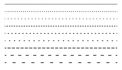 Poster - Set of dashed lines collection. different types of dashed lines. black dashed line set collection isolated on white background. collection of lines for notebook pages. sewing cutting kit