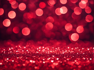 red glitter bokeh lights Blurred abstract background for Valentines, birthday, anniversary, wedding, new year and Christmas