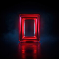 A glowing red rectangular frame in a dark environment.