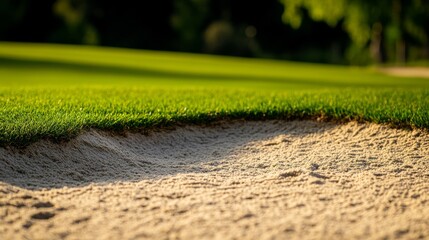 Aufkleber - A golf course's bunker sand, outdoor setting with green backdrop, Tranquil style