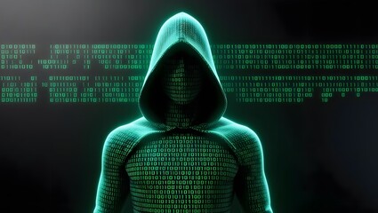 Aufkleber - Cybersecurity threat actor digital realm graphic art dark environment close-up view data privacy concept