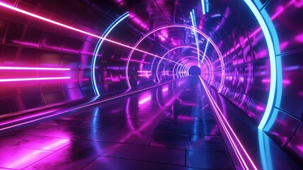 Fototapete - Futuristic 3D lines forming a tunnel