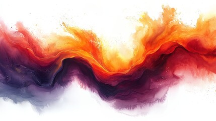 Wall Mural - abstract fluid art depicting vibrant waves of orange, red, and purple colors.