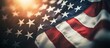 © Chayanan - Close-up view of blurred American Flag with retro touch for Independence Day celebration concept.