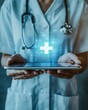© xbzz - Healthcare professional using digital technology for patient care medical environment tablet interaction digital health concept
