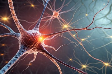 Wall Mural - Captivating Neuron Pulse Illustration Showcasing Neural Connections and Activity with Copy Space for Educational or Scientific Use