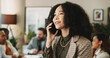 © peopleimages.com - Phone call, advice and business woman in office for planning, client negotiation and account broker. Communication, networking and consultant with person and mobile for contact, discussion or talking