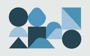 Wall Mural - abstract blue shapes design. geometric art depicting balance, unity, and creative synergy through ab