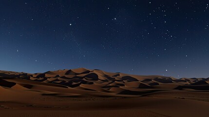 an expansive desert landscape under a starry night sky