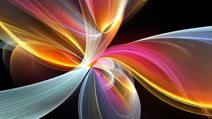 Wall Mural - Vibrant abstract digital flower design with glowing curves