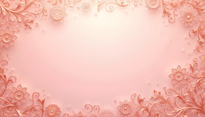 Wall Mural - rose gold metal filigree background with delicate swirling designs and polished sheen, modern and lu