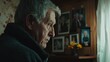 © ADD PHOTO - Thoughtful Elder Man in Cozy Room with Memories