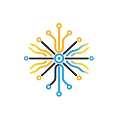 Wall Mural - abstract illustration featuring a colorful geometric starburst design with interconnected lines radi