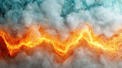 Wall Mural - abstract image featuring swirling clouds with a fiery orange wave.