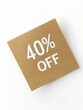 © drdigitaldesign - White '40% OFF' Text on a Khaki Square Paper Note. White Background