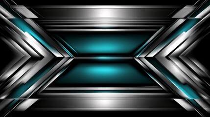 Poster - Futuristic Abstract Background with Geometric Lines and Bright Teal Accents in a Sleek Metallic Finish for Modern Visual Designs
