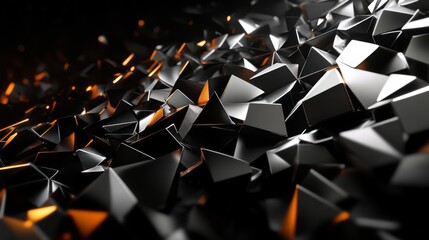 Aufkleber - Abstract Geometric Shapes in Black and Orange Displaying Artistic Texture and Depth, Perfect for Modern Design and Digital Backgrounds