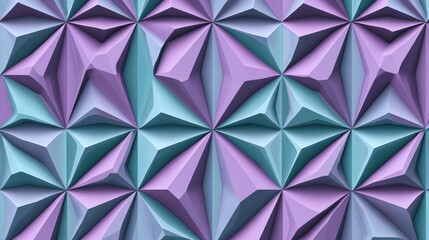 Leinwandbilder - Abstract geometric background featuring a 3D pattern of pyramids in shades of purple and turquoise, creating a visually striking design suitable for modern art or interior decor.