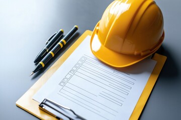 site inspection action report construction site document overview professional environment top-down 