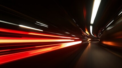 Aufkleber - Dynamic Light Trails in Motion Capturing Abstract Energy and Speed with Vivid Red and White Colors on a Dark Background in a Modern Urban Environment