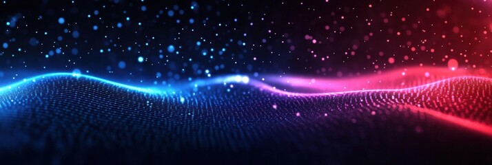 Colorful Abstract Background with Soft Waves, Glittering Particles, and Smooth Gradients Perfect for Technology or Creative Concepts