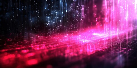 Abstract Digital Background with Colorful Light Beams and Glittering Particles Creating a Futuristic Atmosphere for Technology and Creative Projects