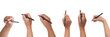 © Maule - Hands holding stylus in various angles. digital graphic pen and drawing, isolated on transparent background
