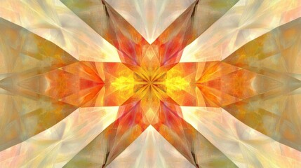 Aufkleber - Abstract Geometric Pattern in Warm Tones of Orange, Yellow and Soft Beige, Ideal for Backgrounds, Textures, and Modern Art Designs