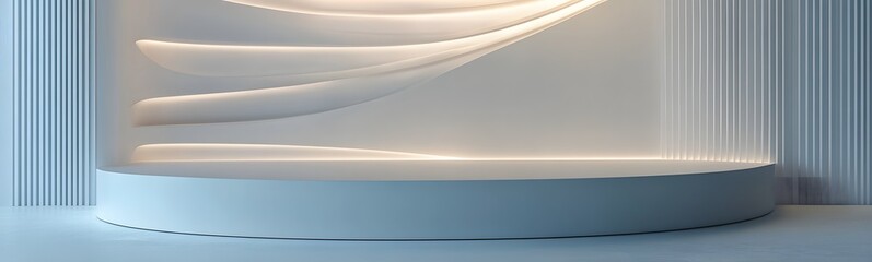 Wall Mural - product display podium with gray and dark blue light background