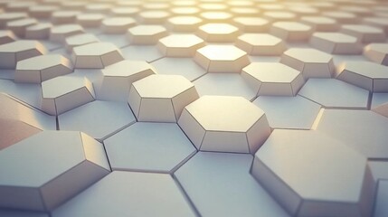 Fototapete - Abstract Hexagonal Pattern in Minimalist Design, Symmetrical Geometry, and Soft Lighting Creating an Aesthetic Background for Modern Digital Art and Graphics