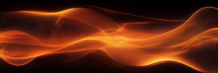 Abstract Glowing Orange Wave - Futuristic Digital Art