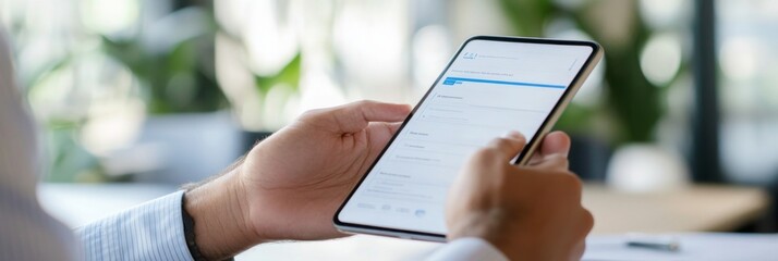 Person Filling Out Online Form on Tablet