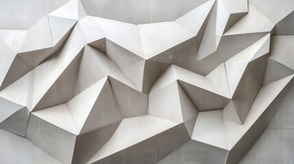 Aufkleber - Abstract Geometric Wall Design with Intricate 3D Shapes Showcasing Modern Architectural Style and Artistic Texture in Monochrome Gray Tones