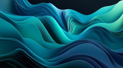 Poster - Abstract Waves of Blue and Green Tones Flowing Gently in a Dynamic Pattern Creating a Calm and Soothing Visual Atmosphere for Modern Designs and Backgrounds