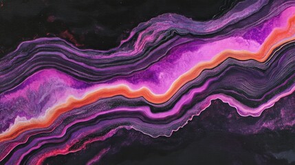 Poster - Abstract Artistic Background with Vibrant Pink, Purple, and Orange Waves Flowing on a Dark Surface, Perfect for Modern Design and Creative Projects